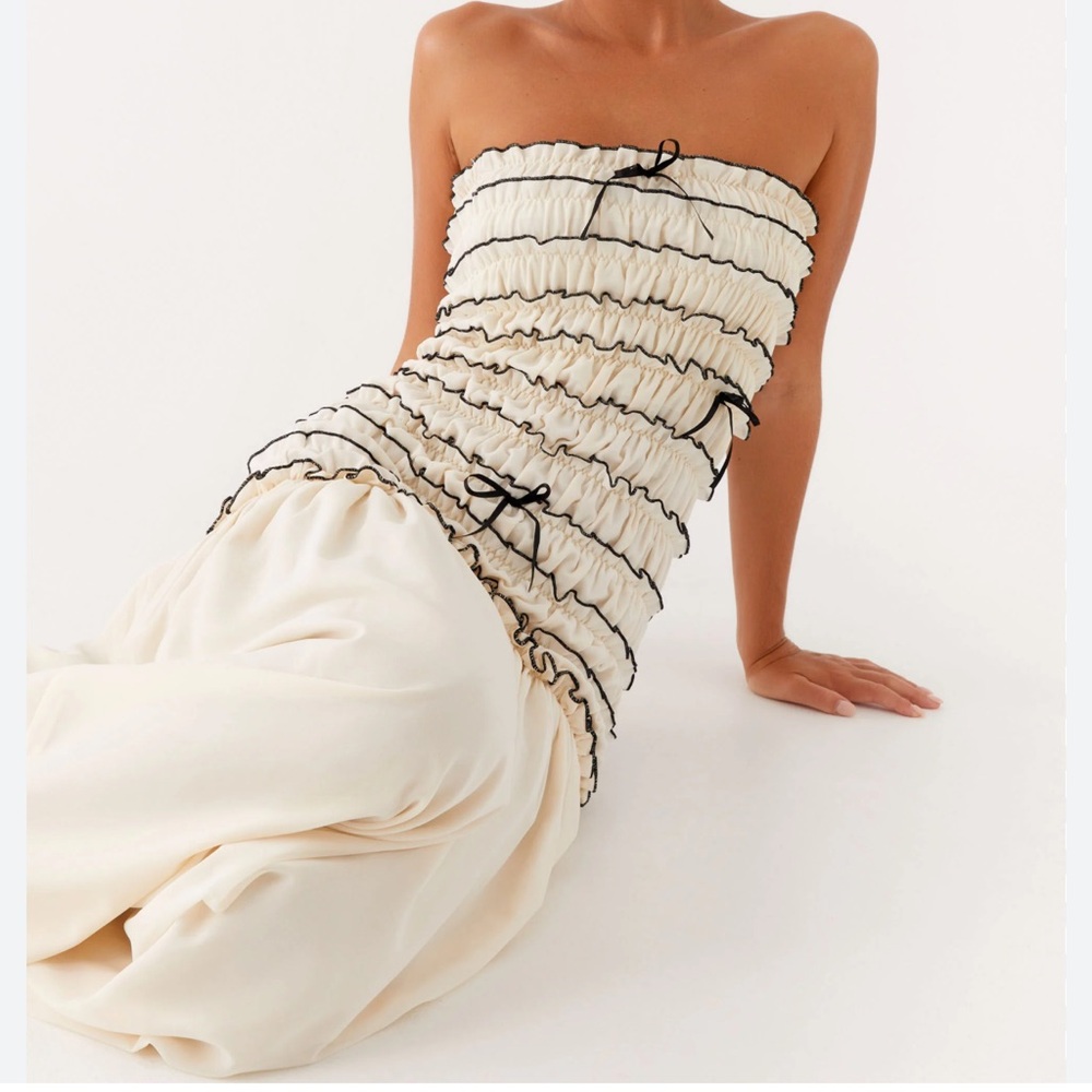 Peppermayo Cream Maxi Dress with Black Trim - Picture 2 of 7